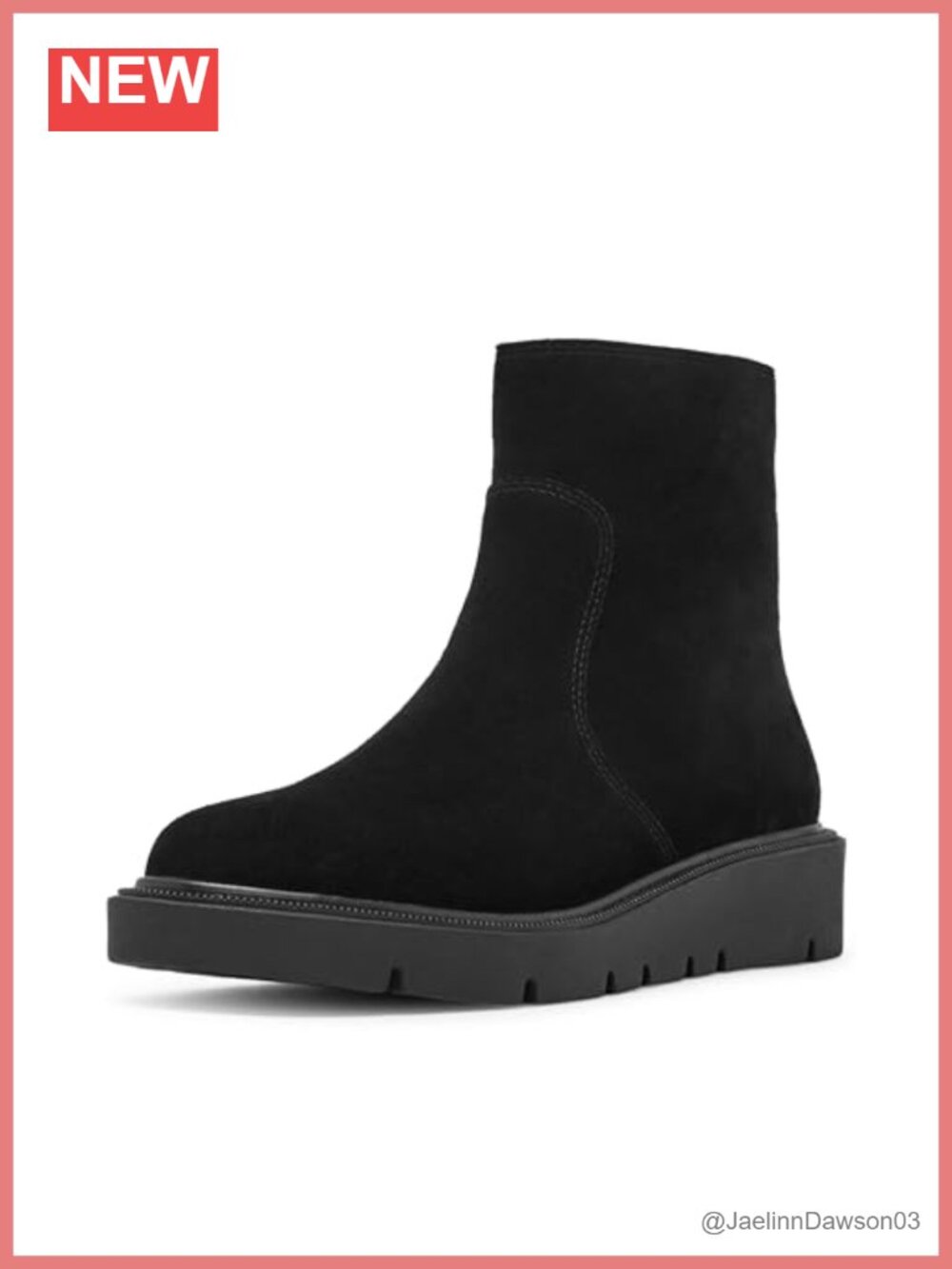 Waterproof Suede Ankle Bootie with Chunky Platform Block Heel